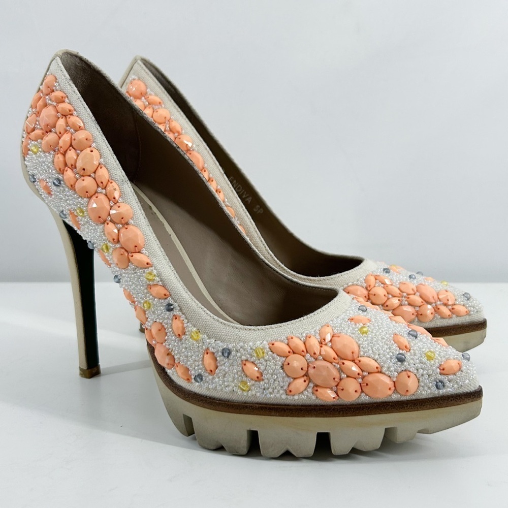 Donald J. Pliner Embellished Beaded Platform Heels Size 7